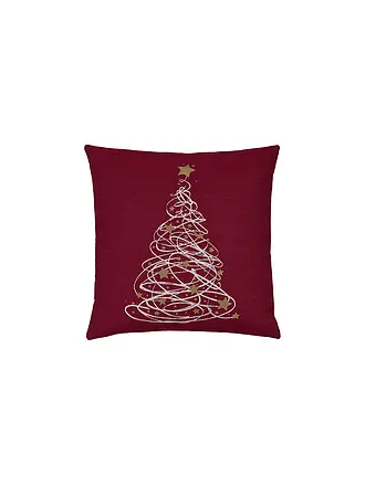 SANDER | Weihnachts Kissenhülle 45x45cm GINO Creme | dunkelrot